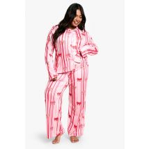 Grande Taille - Ensemble De Pyjama À Rayures Fines - Rose - 52, Rose
