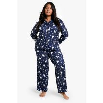 Grande Taille - Ensemble De Pyjama À Imprimé Rennes - Bleu Foncé - 46, Bleu Foncé