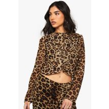 Crop Top À Col Montant Et Imprimé Léopard - Leopard - 38, Leopard