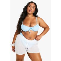 "Plus" Beaded Cotton Beach Shorts - Blanc - 50, Blanc