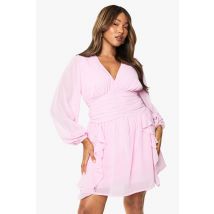 Grande Taille - Robe Patineuse À Volants - Rose - 44, Rose