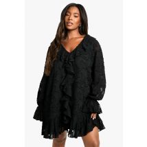 Grande Taille - Robe Droite Fleurie - Noir - 50, Noir