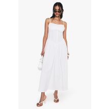 Robe Champêtre Longue En Coton - Blanc - 42, Blanc
