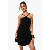 Robe Portefeuille Effet Lin Drapée - Noir - 42, Noir