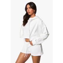 Sweat À Capuche Zippé En Tissu Gaufré - Blanc Écru - 42, Blanc Écru