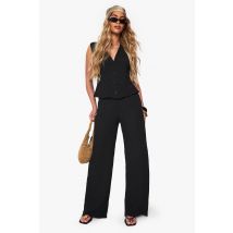 Pantalon Large Texturé - Noir - 34, Noir