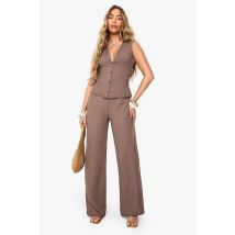 Pantalon Large Texturé - Marron Moka - 36, Marron Moka