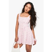 Robe Patineuse Fleurie - Rose - 46, Rose
