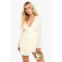Robe Portefeuille Fleurie - Citron - 40, Citron