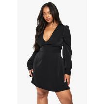 Grande Taille - Robe Patineuse Longue À Manches Longues - Noir - 46, Noir
