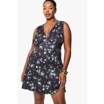 Grande Taille - Robe D'Été Texturée - Noir - 50, Noir