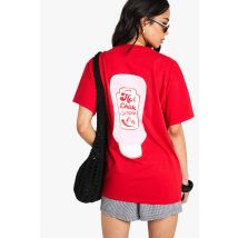 T-Shirt Oversize Imprimé - Rouge - M, Rouge