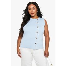 Grande Taille - Gilet Sans Manches - Bleu Ciel - 56, Bleu Ciel