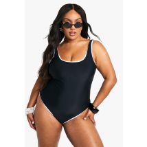 Grande Taille - Maillot De Bain Contrastant - Noir - 52, Noir