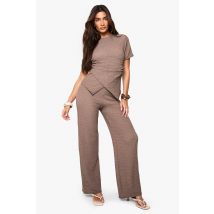 Ensemble Texturé Avec T-Shirt Et Tailleur - Marron Moka - 36, Marron Moka