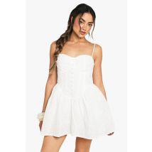 Robe Corset En Broderie Anglaise - Blanc - 38, Blanc