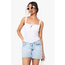 Top Champêtre À Bretelles Et Broderie Anglaise - Blanc - 36, Blanc