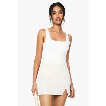 Mini-Jupe Fendue - Blanc Cassé - 36, Blanc Cassé