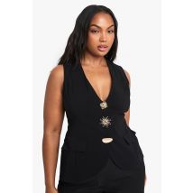 Grande Taille - Gilet Sans Manches - Noir - 52, Noir