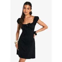 Robe Champêtre Courte En Coton À Détails En Dentelle - Noir - S, Noir