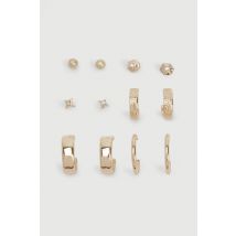 Gold 6 Pack Stud & Hoop Earrings - Jaune Or - One Size, Jaune Or