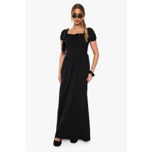 Robe De Chambre En Coton À Manches Bouffantes - Noir - 36, Noir