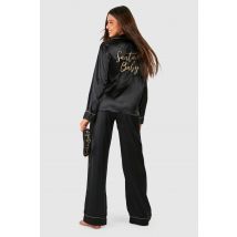 Pyjama Et Masque De Sommeil En Satin Santa Baby - Noir - 36, Noir