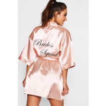 Robe De Chambre Satinée À Inscription Brides Squad - Or Rose - L, Or Rose