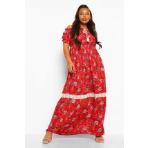 Grande Taille - Robe Longue Style Bohème À Épaules Dénudées - Rouge - 52, Rouge