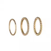 SIX - Set aus Ring, schlichtem Ring und verzierten Ring - Gold - 56