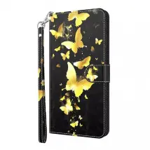 Cover-Discount - iPhone 13 Pro - Etui en cuir effet paillettes papillon - Noir