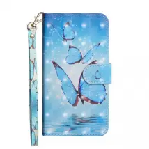 Cover-Discount - iPhone 11 Pro - Etui Ledertasche Schmetterling Glitzer Effekt - Blau