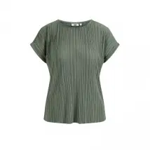 WE Fashion - Damen-T-Shirt mit Strukturmuster für Damen - Olivegrün - XS
