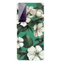 Cover-Discount - Galaxy S21 FE - Housse en caoutchouc silicone Fleurs hes - Weiss
