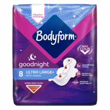 Bodyform Goodnight Ultra Large Sanitary Pads With Wings - 8 Pcs