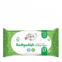 ittle Heroes Biodegradable Fragrance Free Baby Wipes - 56 pcs
