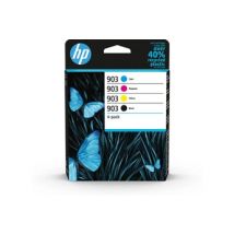 HP 903 Pack de 4 Cartouches d'Encre Noire, Cyan, Magenta, Jaune Authentiques (6ZC73AE) pour HP OfficeJet 6950, HP OfficeJet Pro 6960 / 6970