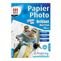 Papier Photo Brillant A4 - Maxi Pack - 50 Feuilles - 170 g/m²