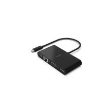 HUB USB-C 4 en 1 (HDMI, VGA, RJ45, USB-A)