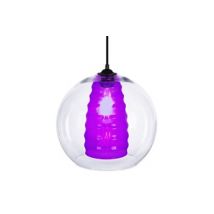 17773 Suspension globe verre violet L 30 P 30 H 80 cm Ampoule E27