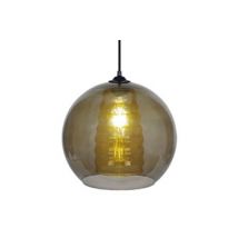 17775 Suspension globe verre ambar et fumé L 30 P 30 H 80 cm Ampoule E27
