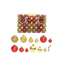 Boules de Noël 100 pcs doré et rouge bordeaux 3 / 4 / 6 cm