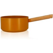 CASSEROLE ECTOR 20 CM EN ALUMINIUM REVETEMENT CERAMIQUE JAUNE AVEC MANCHE EN BOIS
