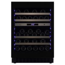 CAVE MULTI-USAGES NOIR encastrable auto-ventilee, 45 bouteilles, 2 zones, Cadre de la porte vitree noire, Porte reversible, ouverture droite, Porte triple vitrage, traite anti-UV, . Push-open (sans poignee