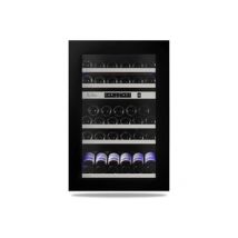 CAVE MULTI-USAGES encastrable auto-ventilee,  49 bouteilles, 2 zones, Cadre de la porte vitree noire, Porte reversible, ouverture droite, Porte triple vitrage, traite anti-UV, . Push-open (sans poignee),  fermeture douce  et automatique de la porte