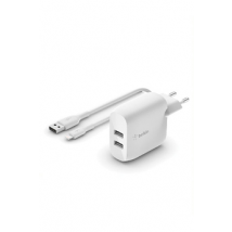 Chargeur secteur 2 ports USB-A, 24W avec câble Lightning