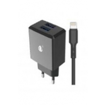 Dual USB 2 ports Noir pour iPhone 8 X 12 et 13 + Câble