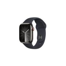 Series 9 GPS + Cellular 41mm Boîtier en Acier Inoxydable Graphite avec Bracelet Sport Midnight - S/M