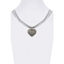 Trachtencollier mit Herzanhänger verschiedenfarbig 008416 ~ grau