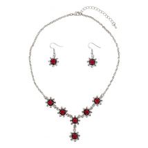 Schmuckset - Collier &amp; Ohranhänger 000160 ~ dunkelrot